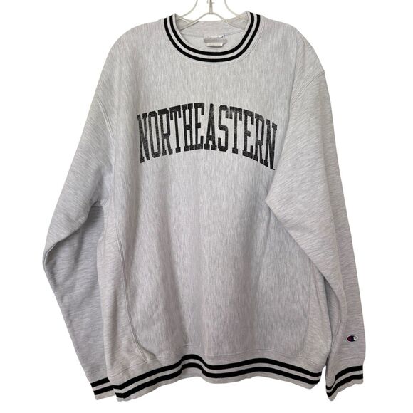 Vintage Champion Reverse Weave Sweatshirt 90’s Northeastern Oversized Ringer L - Picture 1 of 13
